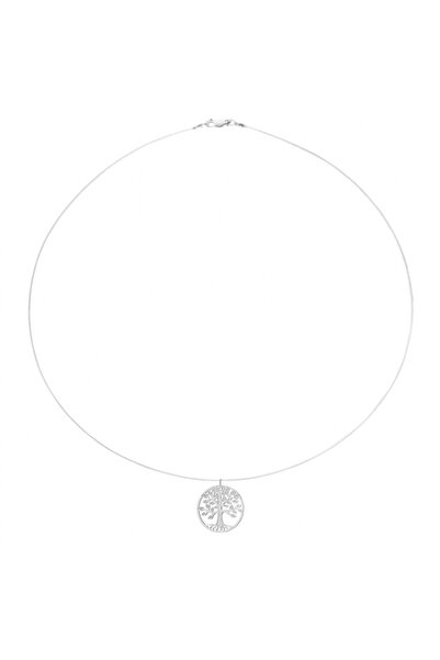 BIJUTERIA NEAGRA Colier din sârmă transparentă cu pandantiv Arborele Vieții d...