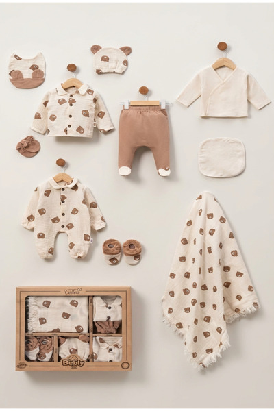 ALYAKİDS Newborn Baby 100% Cotton Muslin 10-Piece Hospital Discharge Set