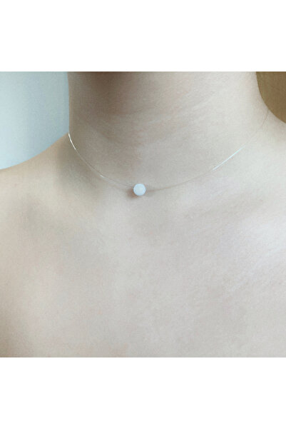 BIJUTERIA NEAGRA Colier din sârmă transparentă cu Piatră Lunii și încuietoare...