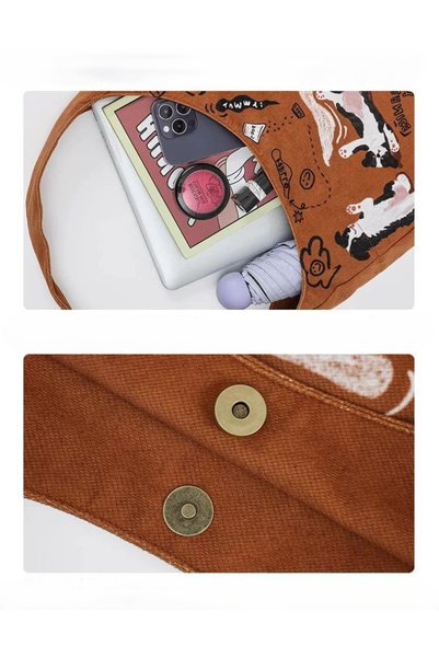 street&bagdnz Black and White Dog Patterned Coffee Functional Design Shoulder Bag Daily Travel Use