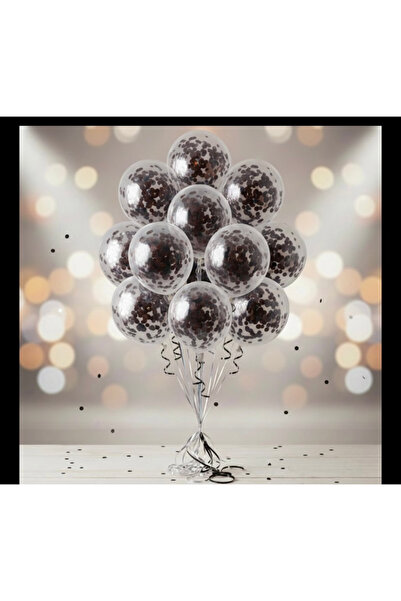 MFM Confetti transparente pentru baloane cu paiete 10 bucăți negre