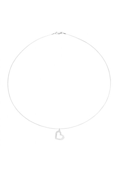 BIJUTERIA NEAGRA Colier din sârmă transparentă cu pandantiv inimă din argint 925