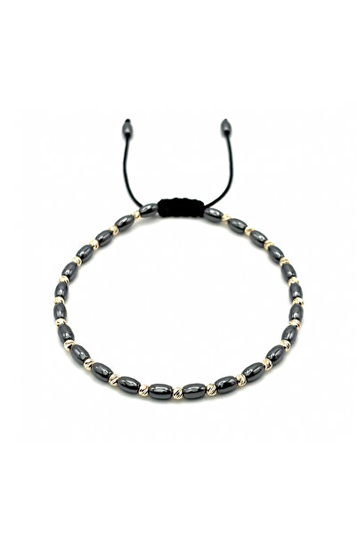 BIJUTERIA NEAGRA Brățară cu 23 de bile din aur de 14K și hematit