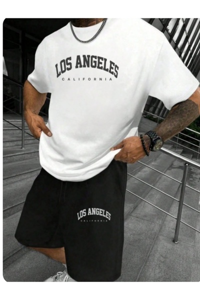 PENTHİLUS Men's 2-Piece Set - Relaxed Fit T-Shirt and Shorts Set