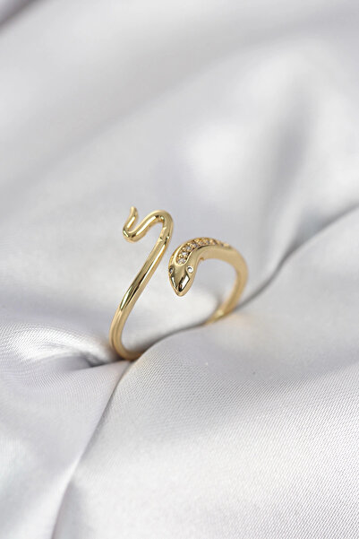 shopwave Gold Color Snake Model Zircon Stone Women's Ring