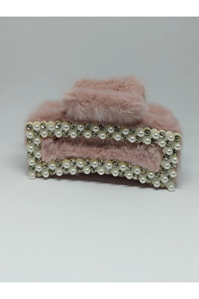 Tuel Plush Hair Clip with Pearl and Stone Detail – Large Size Stylish Women's...