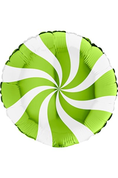 grabo Στρογγυλό Μπαλόνι Foil Καραμέλες Λευκό-Πράσινο Λάιμ 46εκ.