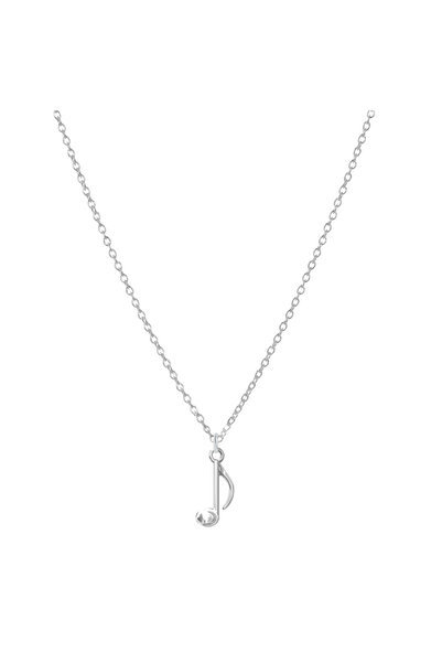 BIJUTERIA NEAGRA 925 Silver Musical Note Pendant Necklace