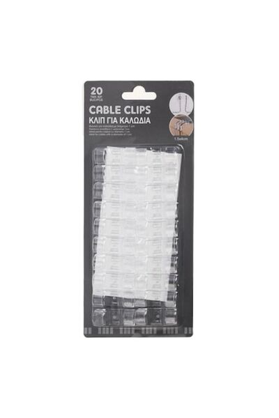 OEM Σετ 20 διαφανών αυτοκόλλητων κλιπ, 4x1,5 cm – Οργανωτής καλωδίων, Ανθεκτι...