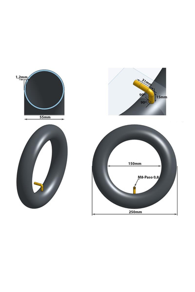 eWheel Camera carucior copii 10 inch (10x2.125) - valva curbata (90x90)