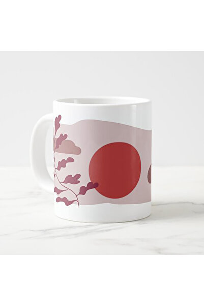 tpkitapevi Abstract Botanical Line Art Themed Porcelain Mug