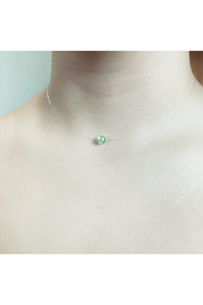 BIJUTERIA NEAGRA Colier din sârmă transparentă cu piatră de aventurin și încu...