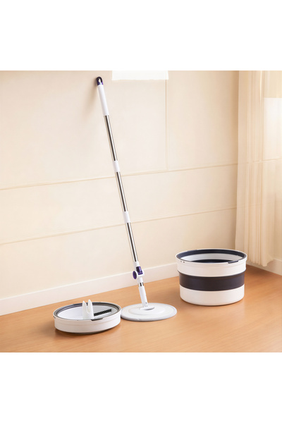 Issa Mop Rotativ cu Mâner Telescopic 118–140cm si Găleată Pliabilă 32x19cm,