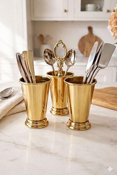 ORUÇ BEY Luxury Silver Plated Cutlery Holder - 3 Compartment Vintage Kitchen ...