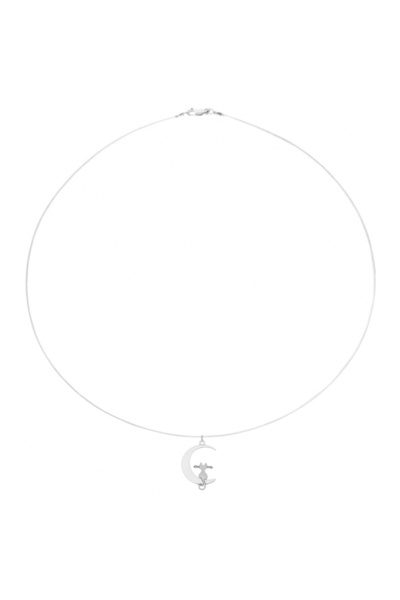 BIJUTERIA NEAGRA Colier din sârmă transparentă cu pandantiv din argint 925 cu...