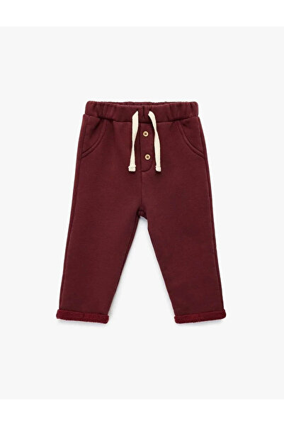 Koton Double Leg Buttoned Claret Red Baby Boy Sweatpants 6Wmb40096Tk