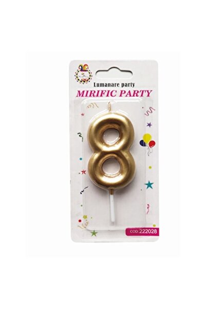 Balon Κερί για τούρτα γενεθλίων, αριθμός 8, χρυσό