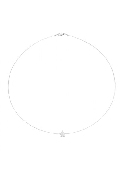 BIJUTERIA NEAGRA Colier din sârmă transparentă cu stea din sidef