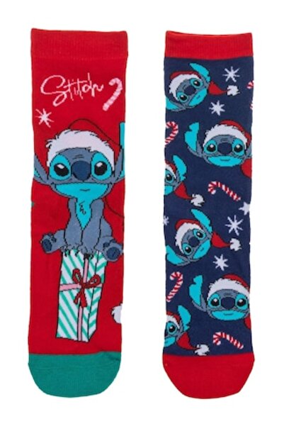 Lilo & Stitch Комплект от 2 чифта коледни чорапи за жени и мъже - модел Стич ...