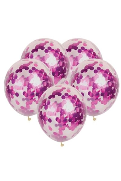 Nebunici Διαφανή Μπαλόνια με Ροζ Κομφετί, 30 εκ.