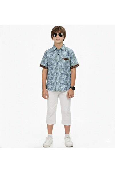 STITCH by MH Kid Boys Contrast Trim Printed Short-Sleeve Shirt | MH