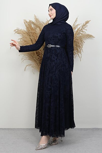 GİYZAMİLA Gökçen Hijab Dress Navy Blue