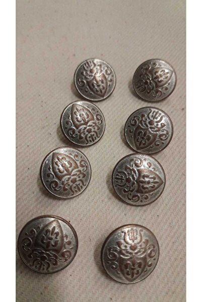 ILCARE Antique Silver Plated Brushed Metal Button 24 Size 15 mm 6 Pieces