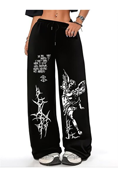 darkopia Unisex Do You Hate Printed Baggy Cut Wide Leg Sweatpants