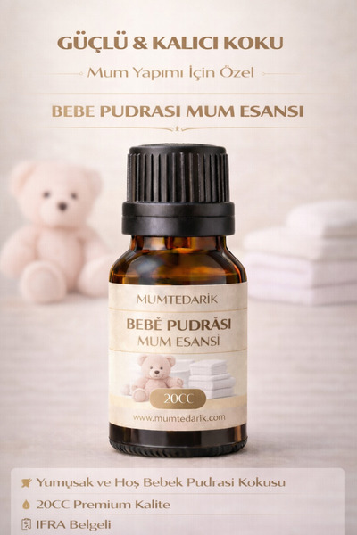 MUMTEDARİK Bebek Pudrası Kokulu Premium Mum Esansı 20 ml