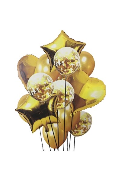 Liz Line Σετ 14 Χρυσά Μπαλόνια με Κομφετί