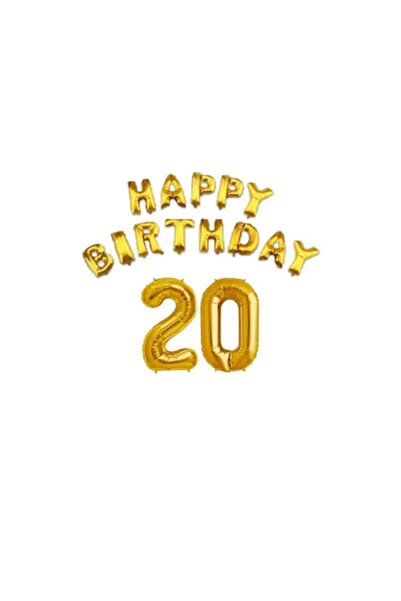 BİG STAR Birthday Party Balloon Set, Number 20 Gold