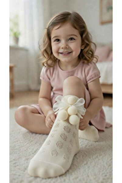 BİLGEN Style Șosete de petrecere pentru fete cu pompon pentru ocazii speciale