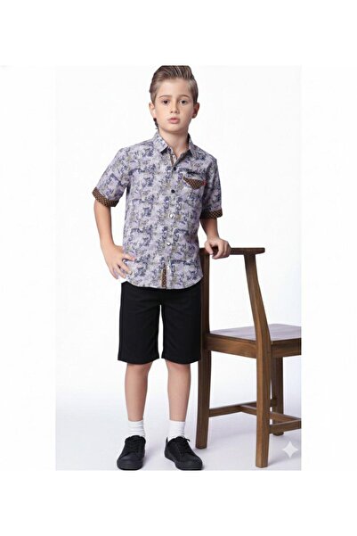 STITCH by MH Kid Boys Contrast Trim Printed Short-Sleeve Shirt | MH