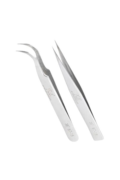 Barhat Set of 2 eyelash extension tweezers Vetus ST-15 and ST-16
