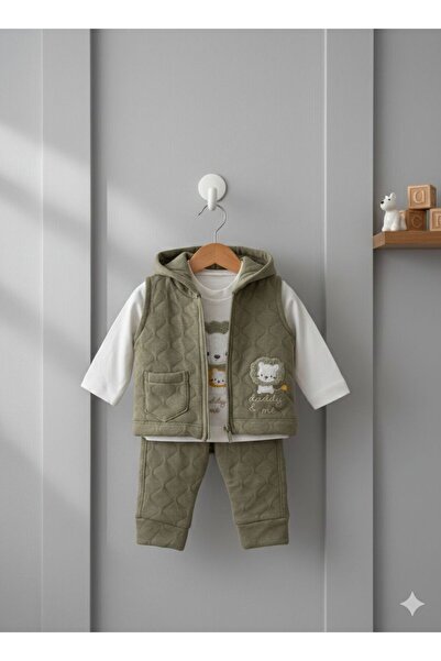 Efemkids 3/18 Months Unisex 3-Piece Baby Set with Vest, Cotton Newborn Baby Set