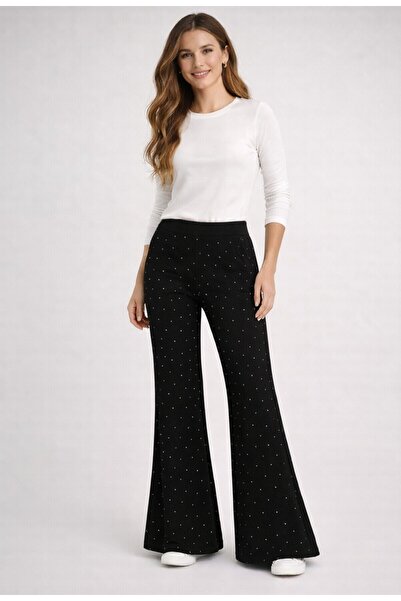 MAROVOAY Παντελόνι κολάν ισπανικού τύπου με λεπτομέρειες από πέτρα και λύκρα