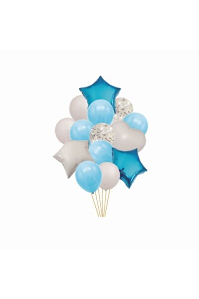 MP Mirific Party Комплект от 14 балона, бели и сини, многоцветни