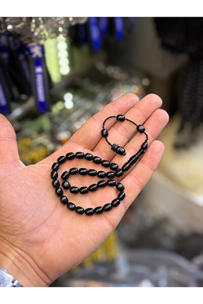 tesbihciniz Black Aspect of Elegance: Ankle-Length Black Fire Amber Prayer Beads