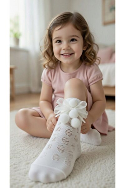 BİLGEN Style Șosete de petrecere pentru fete cu pompon pentru ocazii speciale