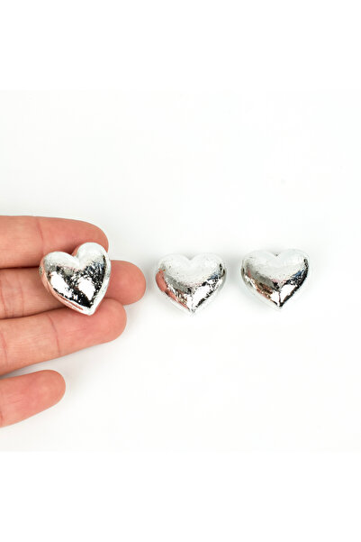 yfhobi 1 Adet- 21 mm Parlak Rodyum Kaplama Desenli Kalp Model İçten Delik Akr...