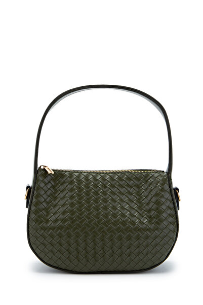 minebag Knitted Detail Baguette Fioana Women's Shoulder Bag Khaki