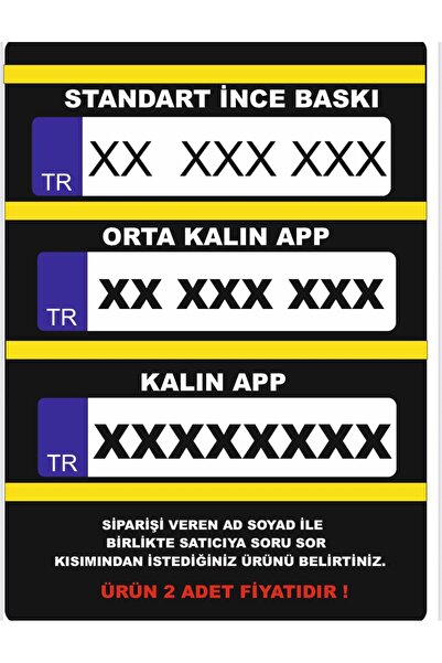 özgürce Vernikli 2 Adet Araç Plakası Standart ve Orta Boy, Dayanıklı ve Şık