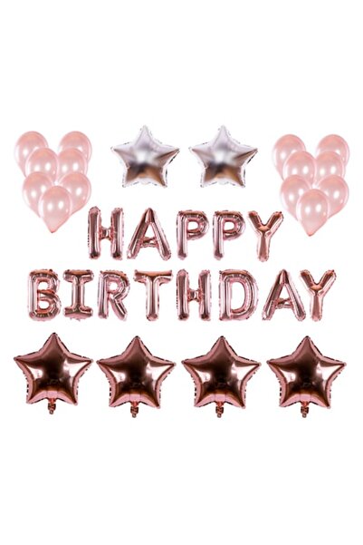 OEM Σετ μπαλόνια "Χρόνια Πολλά" με ροζ χρυσό και χρυσά στολίδια