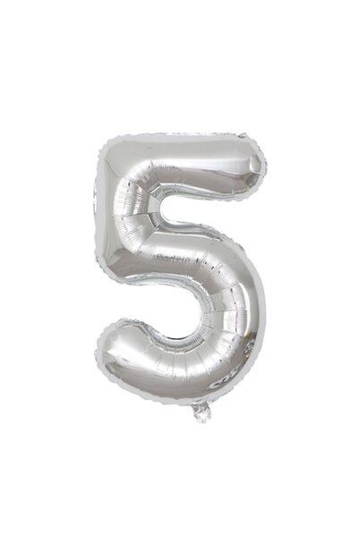 OEM Μπαλόνι Foil Αριθμός 5, 100εκ., Ασημί