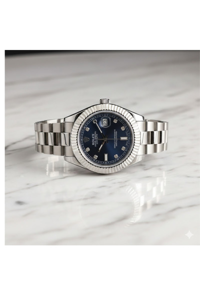 LAOBANX Luxury Stainless Steel Day-Date Style Wrist Watch — Elegant Silver Fi...