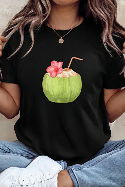 Sarah's Boutique Women's T-shirt – 100% cotton – "Coconut Drink"