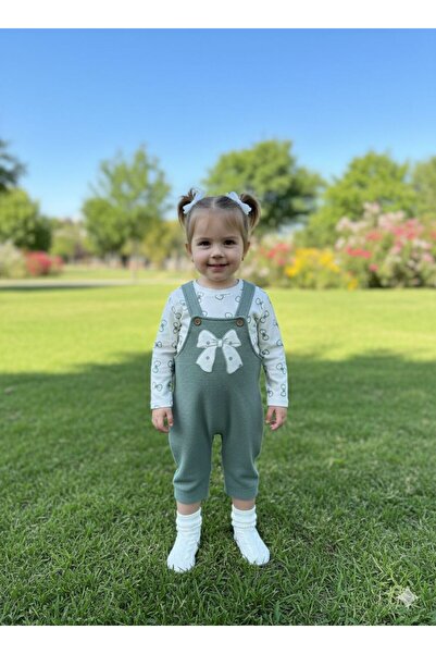 Efemkids 6/24 Months Baby Girl Set Gardener Overalls with Bow Embroidery Newb...