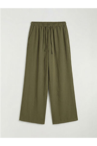 LC Waikiki M1 Season Khaki Elastic Waist Modal Mixed Women's Trousers