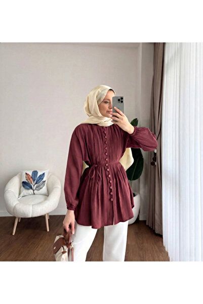 NovaCase Women's Brit Buttoned Ribbed Hijab Shirt