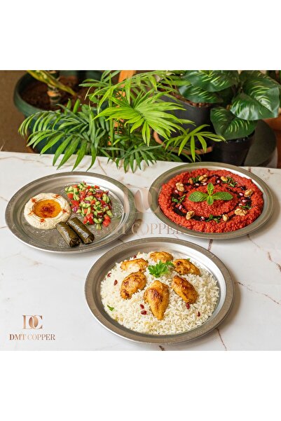 DMT COPPER HOME 20 cm Serving Presentation Tray 9 Pcs 430 Quality Chrome Stee...